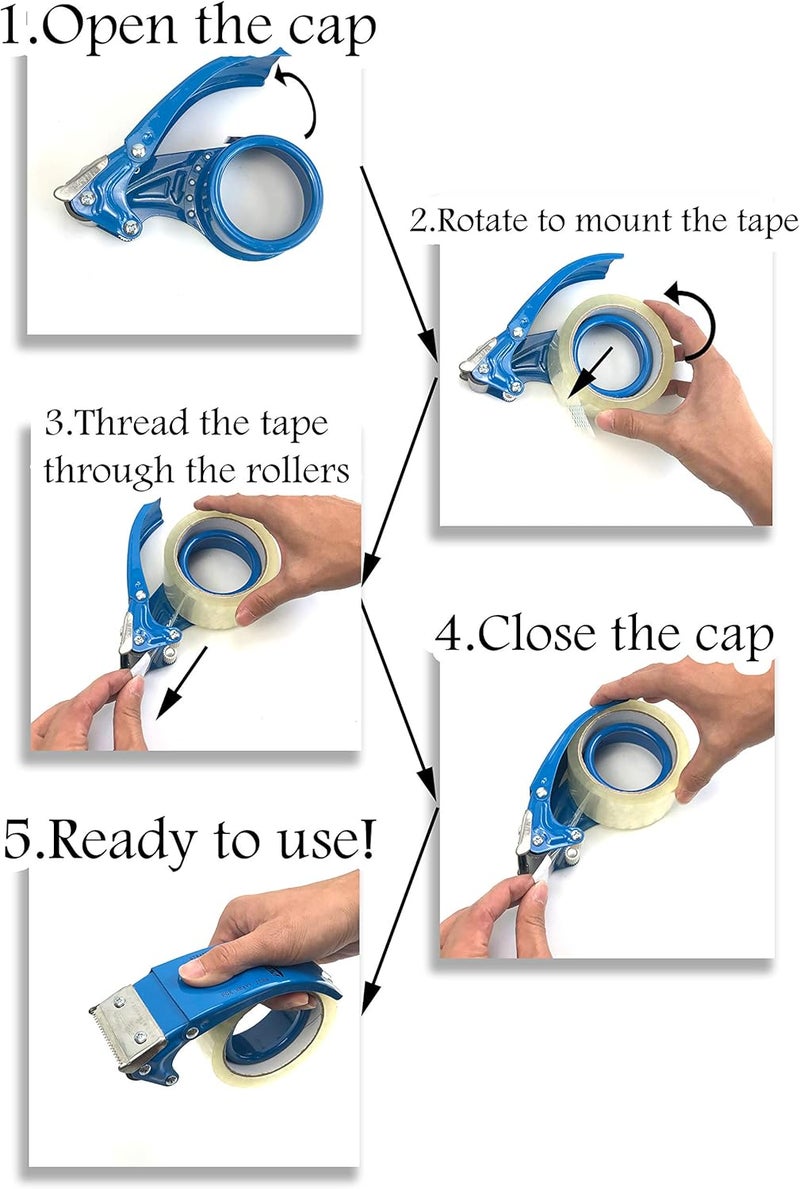 Prosun Metal Handheld 2 Inch Tape Gun Dispenser Packing Packaging Sealing Cutter Blue - Image 2